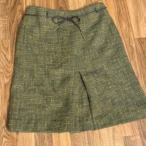 LOFT Green Tweed A-Line Skirt